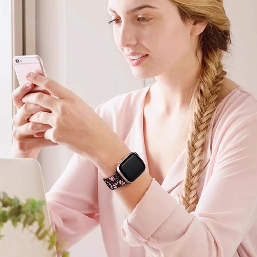 Engraved Silicone Strap Replacement Band for Apple Watch