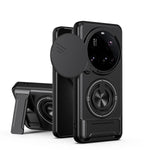 Sliding Lens Cover Armor Case with Rotating Ring Stand for Xiaomi 15 Ultra
