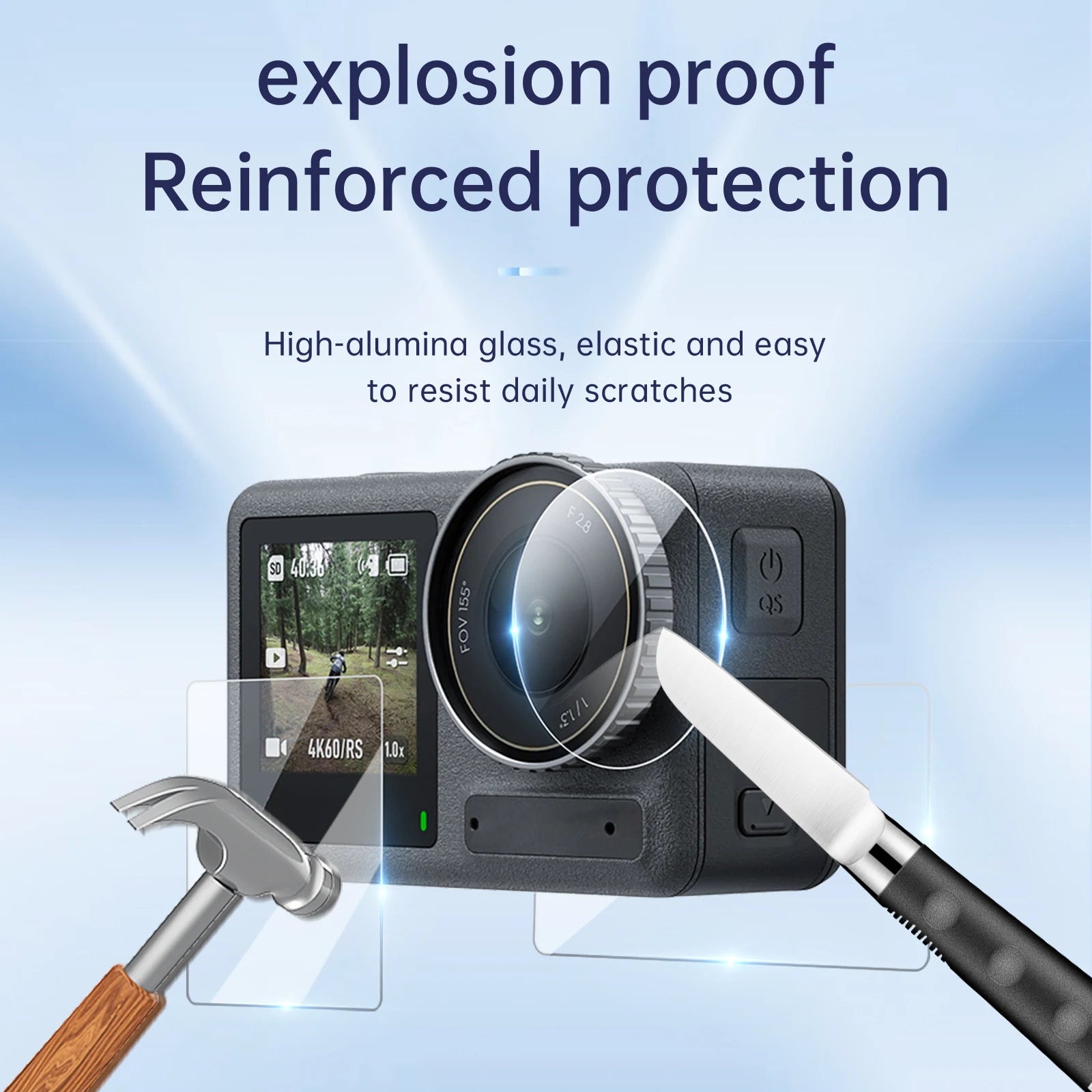 TELESIN HD Tempered Glass Screen Protector and Lens Protective Film for DJI Osmo Action 5 Pro