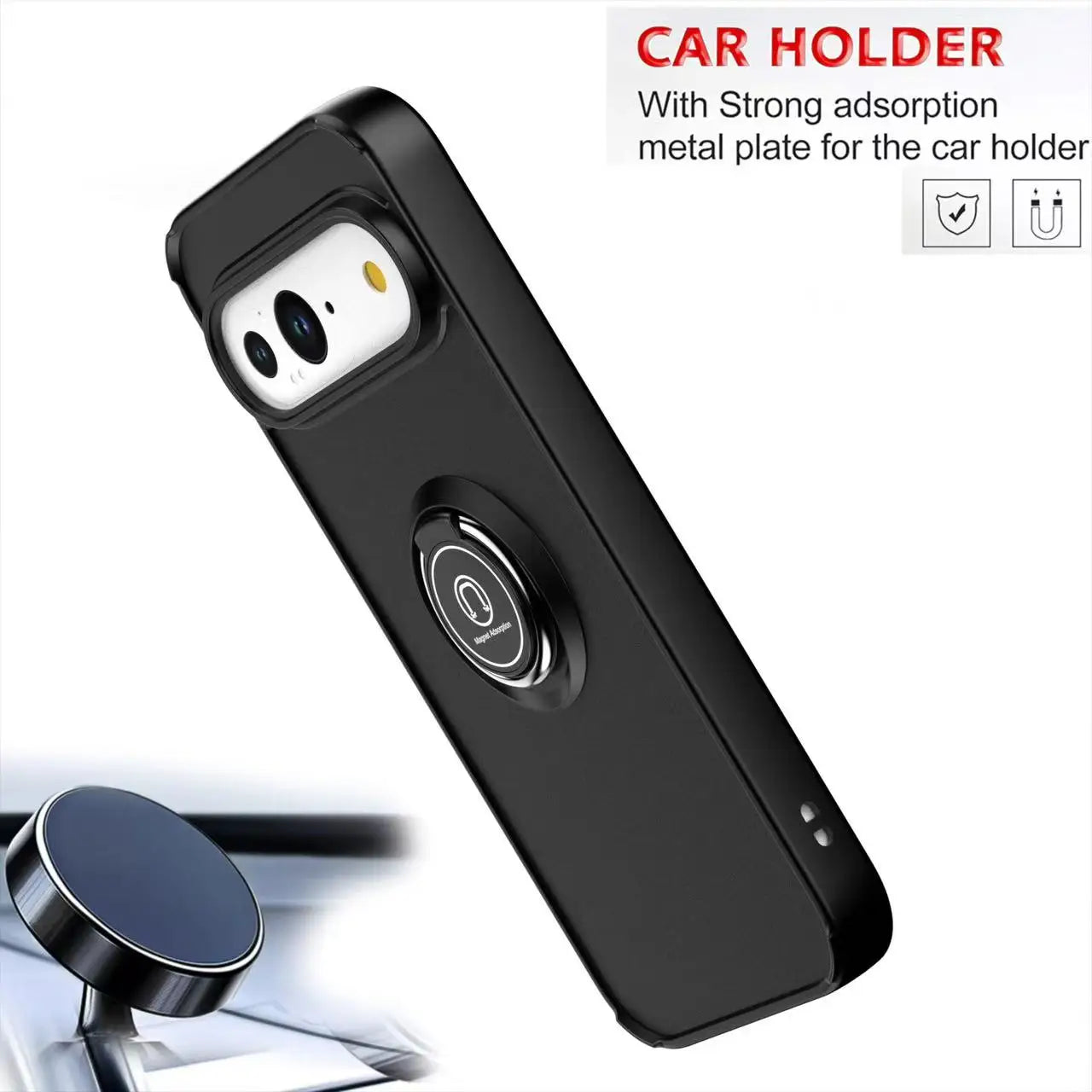 Shockproof Armor Matte Case with Built-in Ring Stand for Google Pixel 10 Series