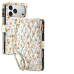 Embossed Leather Crossbody Wallet Case with Zipper Card Slot for iPhone 17 Series