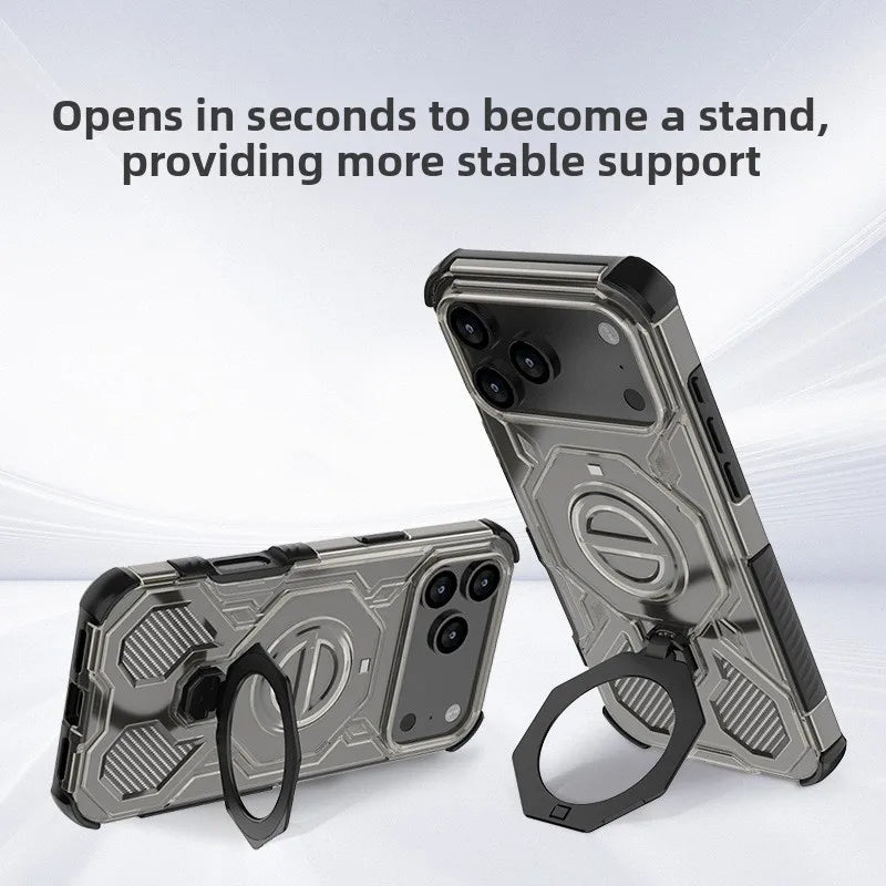 Shockproof Magnetic Case for iPhone 17 Series with 360° Rotating Ring Holder