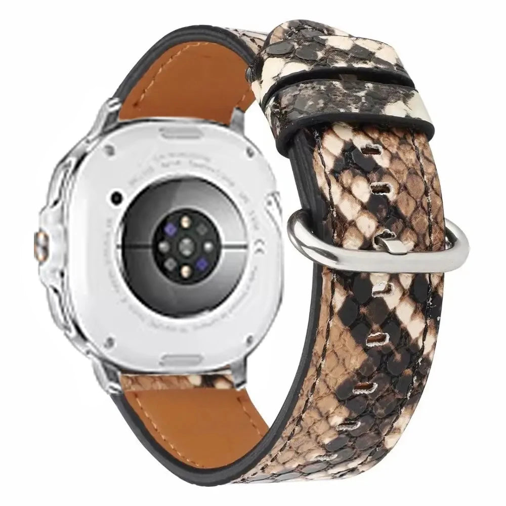 Genuine Leather Snake Pattern Bracelet Strap for Samsung Galaxy Watch 8 & Galaxy Watch 8 Classic