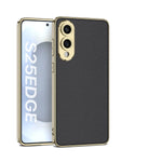 Shockproof Plating Leather TPU Case for Samsung Galaxy S25 Edge