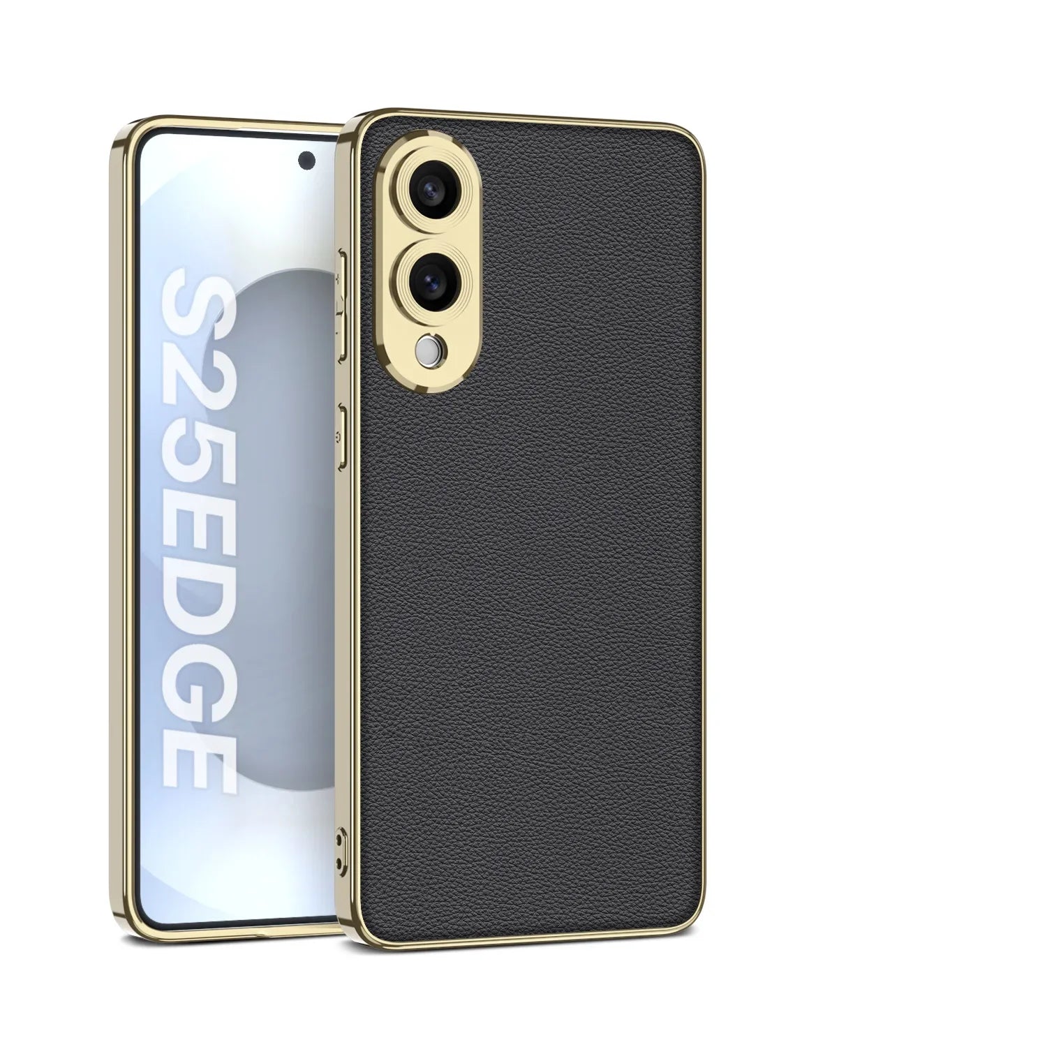 Shockproof Plating Leather TPU Case for Samsung Galaxy S25 Edge
