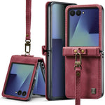 PU Leather Case with Detachable Wrist Lanyard for Samsung Galaxy Z Flip 8