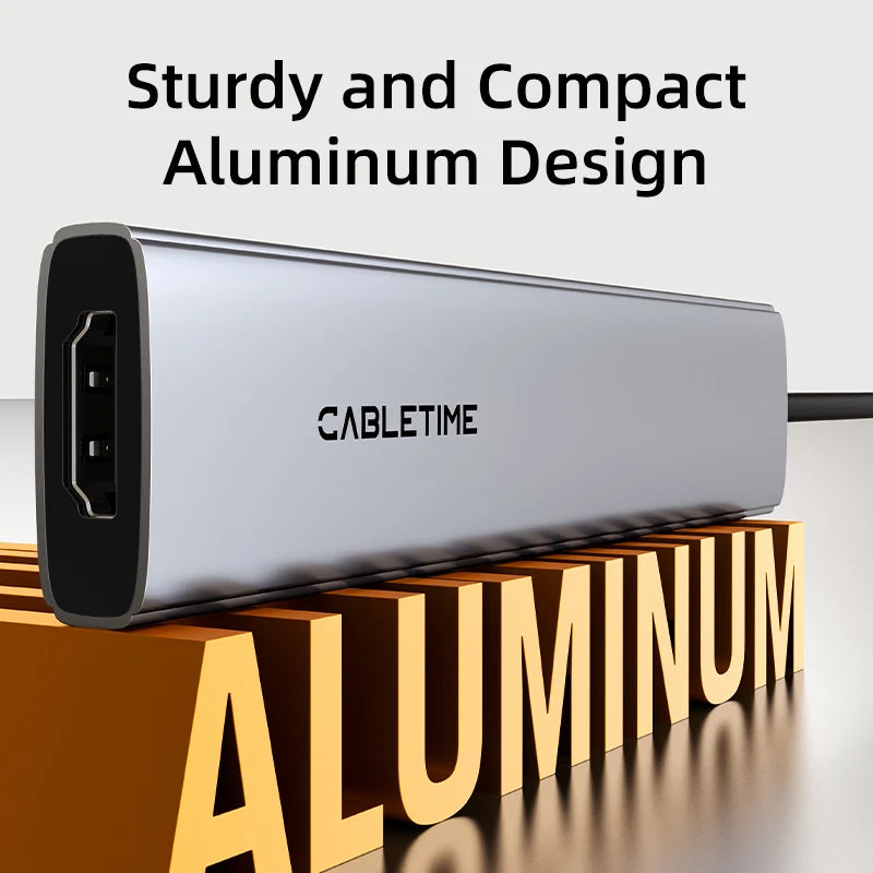 CABLETIME 7-in-1 USB-C Hub, 100W Power Delivery