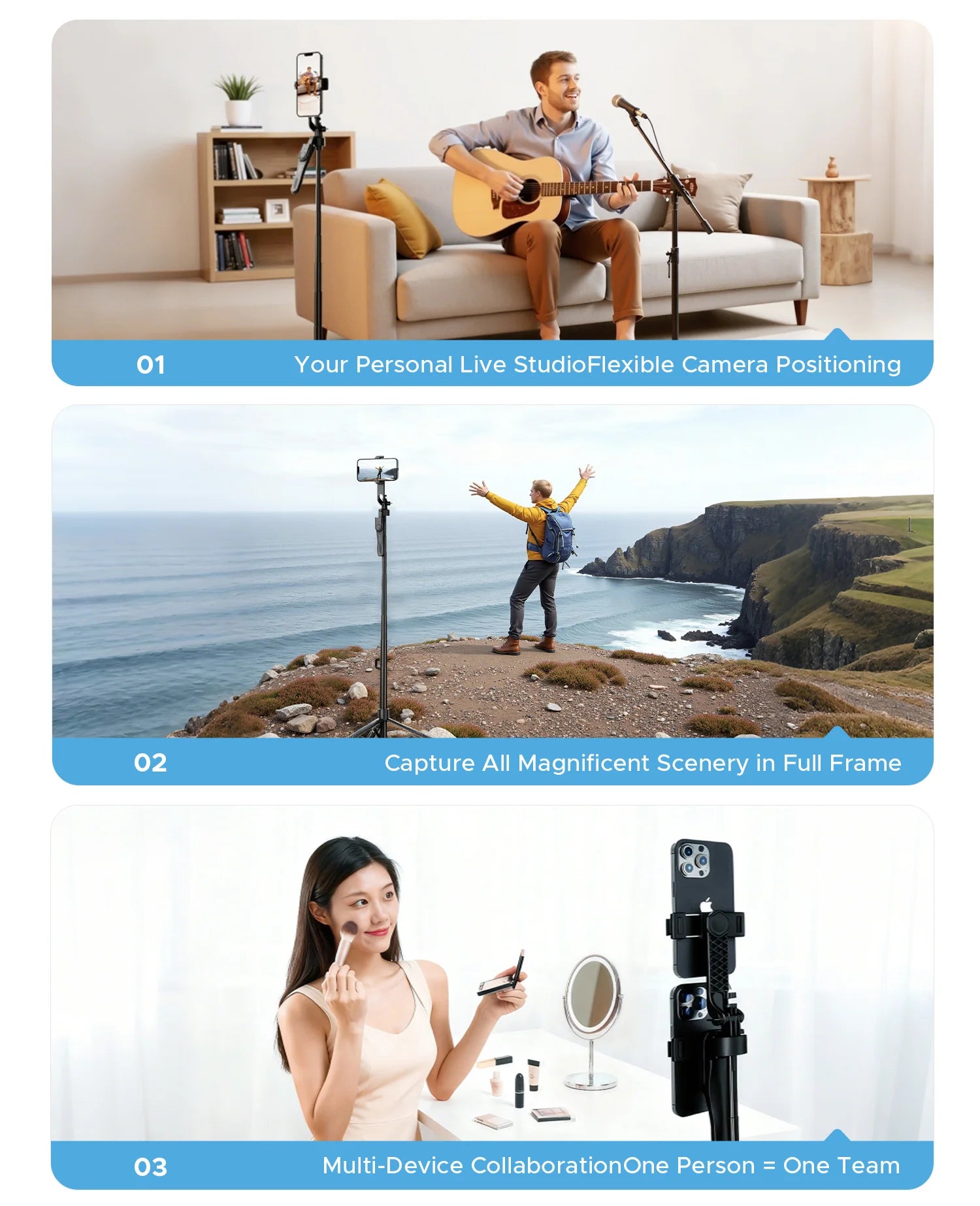 ORICO 2.15m Aluminum Selfie Stick Tripod Bluetooth Remote