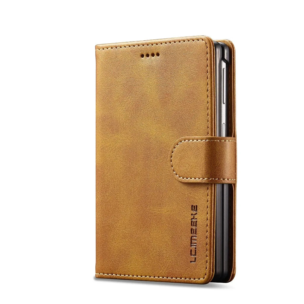 Hand-Stitched Leather Wallet Case with Kickstand for Samsung Galaxy Z Fold 8