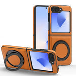Premium Shockproof Leather Flip Case with 360° Ring Bracket for Samsung Galaxy Z Flip 6