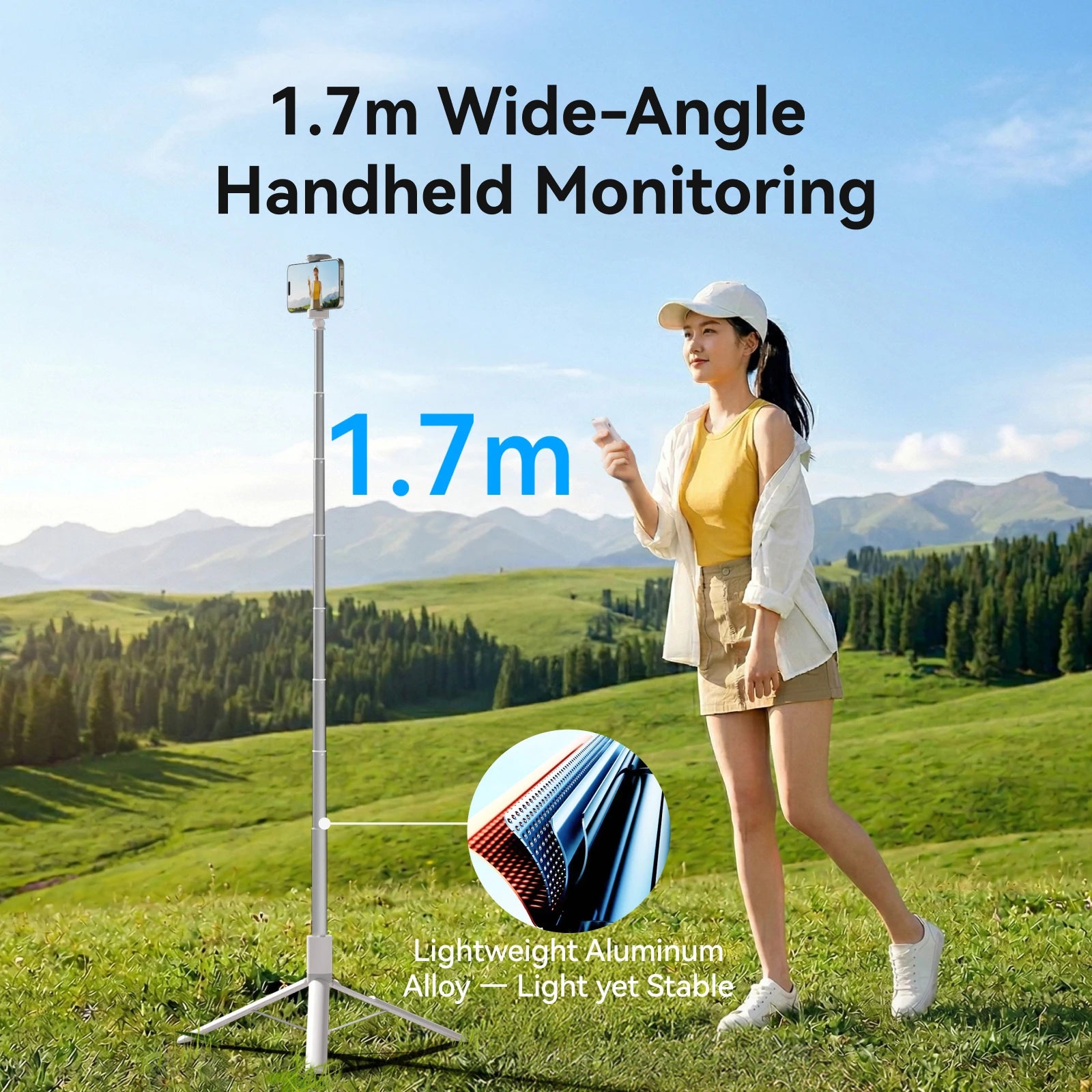 TELESIN 1.7M Bluetooth Remote Selfie Stick Tripod
