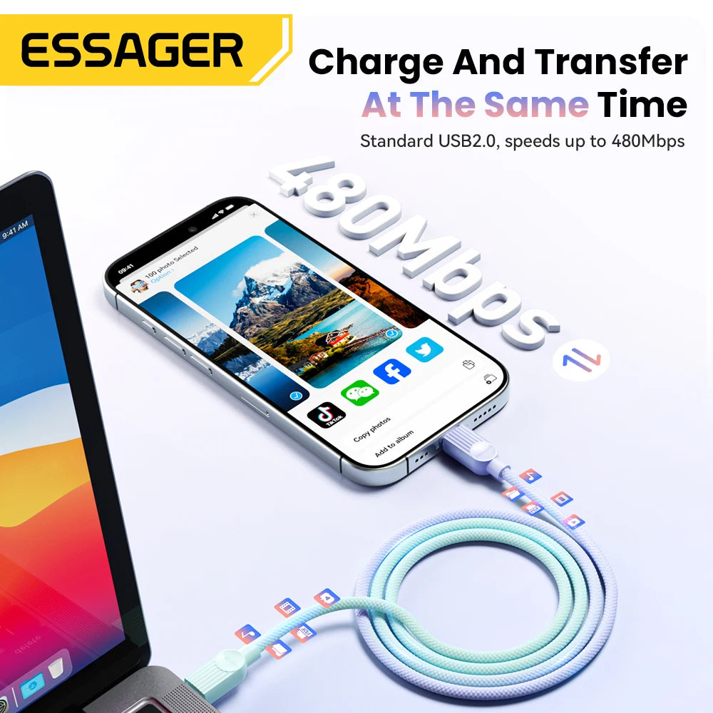 Essager 60W PD USB-C Color Charging Cable
