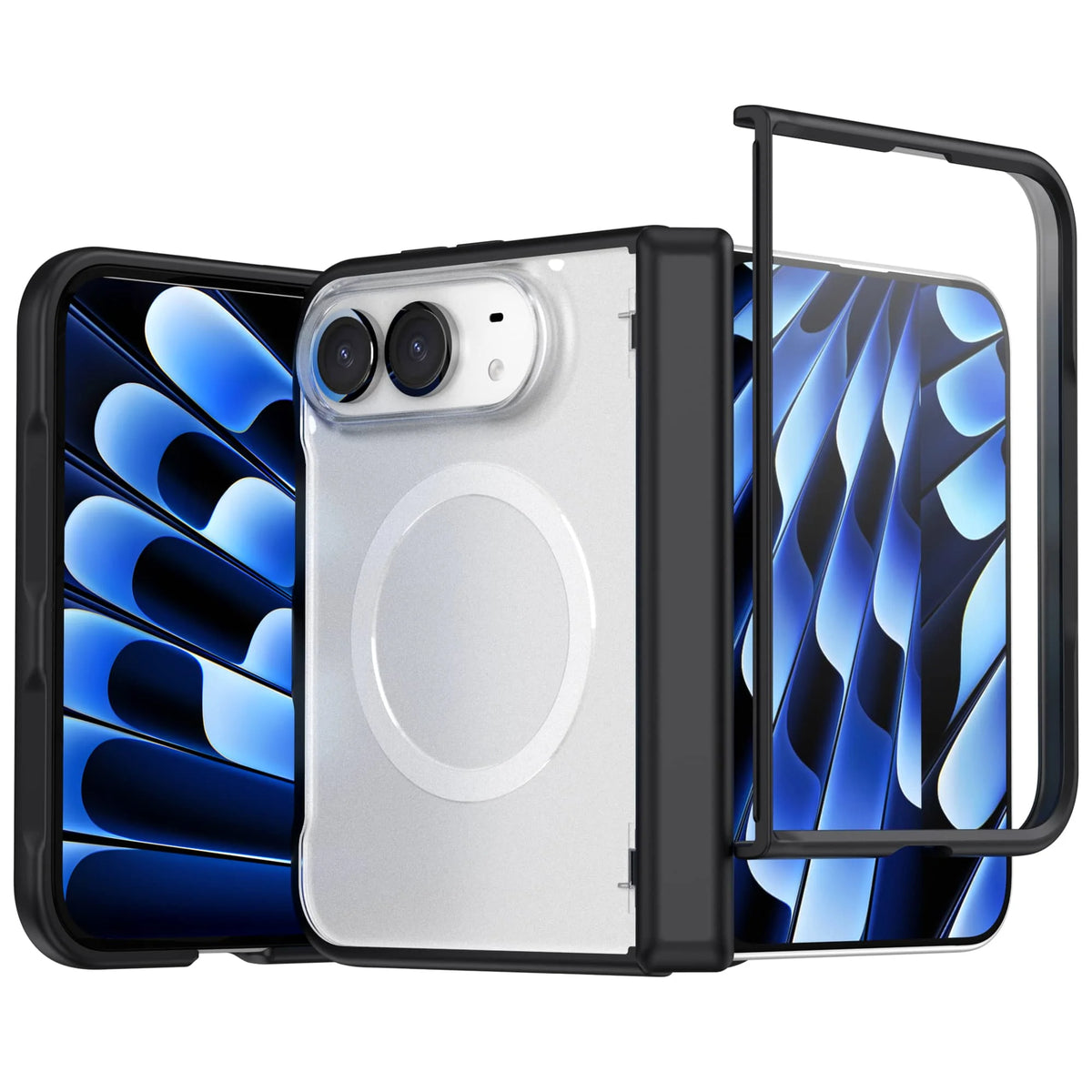 Shockproof Foldable Case with Built-in Tempered Glass Screen Protector for iPhone Duo