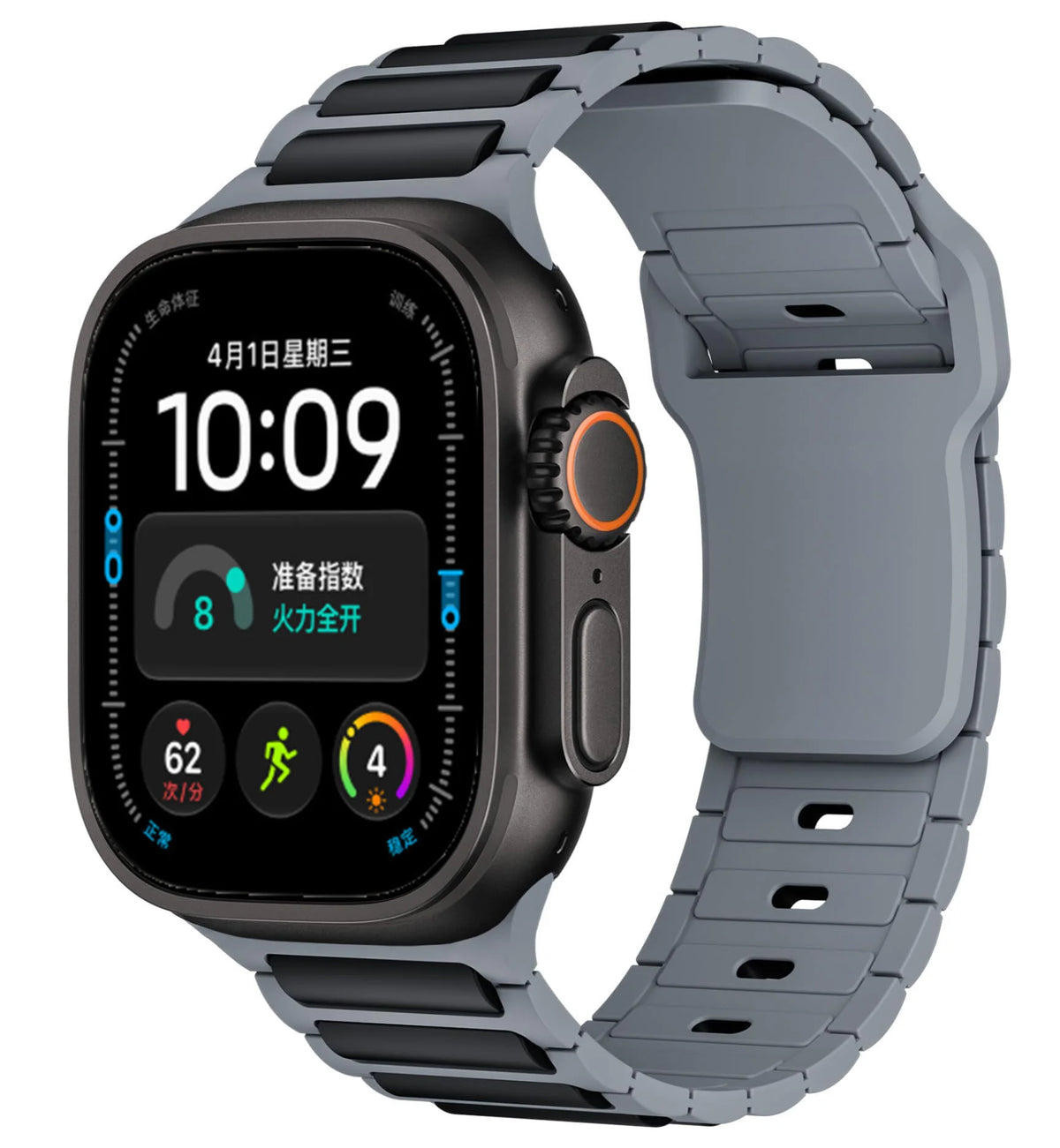 Silicone Quick-Release Band with Segmented Link Design for Apple Watch