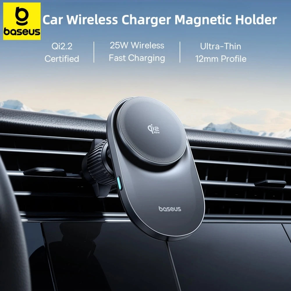 Baseus 25W Qi 2.2 Magnetic Car Charger with Cooling Fan