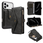 Textured Leather Detachable Wallet Case with Crossbody Strap for iPhone 18 Series