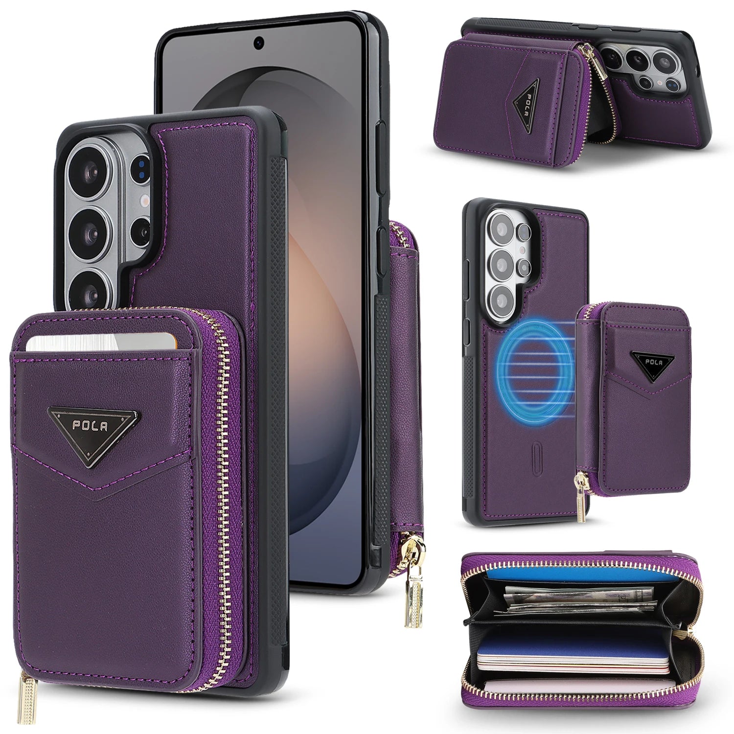 Leather Detachable Card Wallet Case with Chain Connection for Samsung Galaxy S25 Ultra