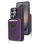 Textured Composite Kickstand Case with Detachable Leather Card Pouch for Samsung Galaxy S24 Ultra