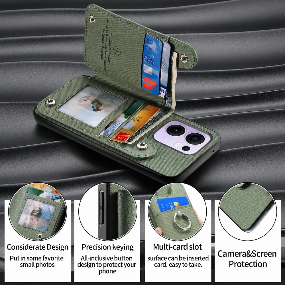 Protective Leather Wallet Case with Card Holder for iPhone 17 Series