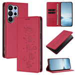 Cute Cat Embossed Leather Wallet Case for Samsung Galaxy S26 Series