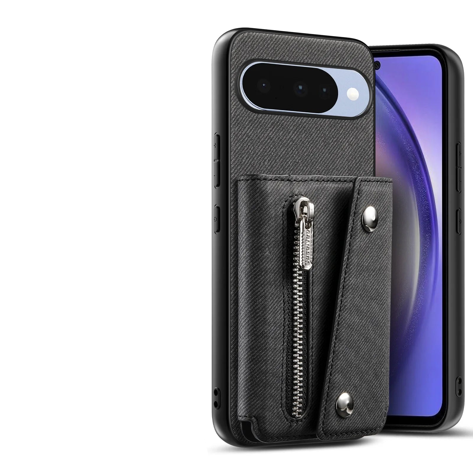 Denim Textured Leather Magnetic Case with Wallet Pocket for Google Pixel 9 Series