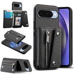 Denim Textured Leather Magnetic Case with Wallet Pocket for Google Pixel 9 Series