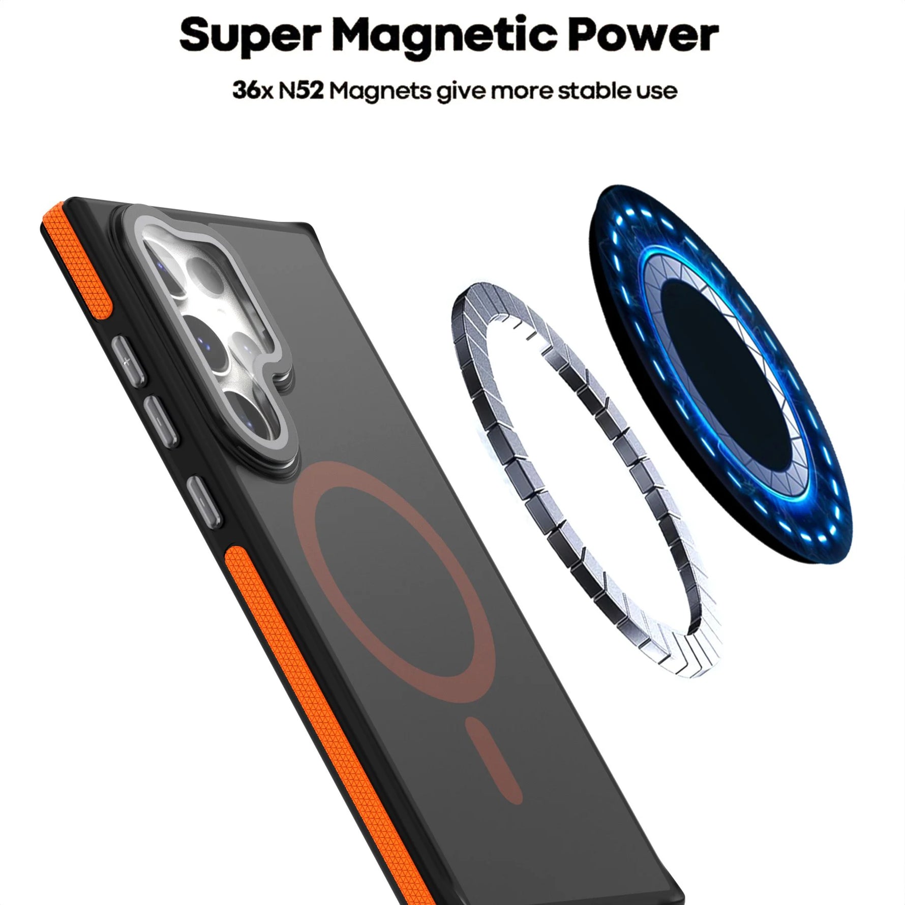 Translucent Matte Magnetic Case with Lens Protector and Stand for Samsung Galaxy S25 Series