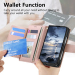 Embossed Leather Wallet Flip Case with Adjustable Stand for iPhone Duo