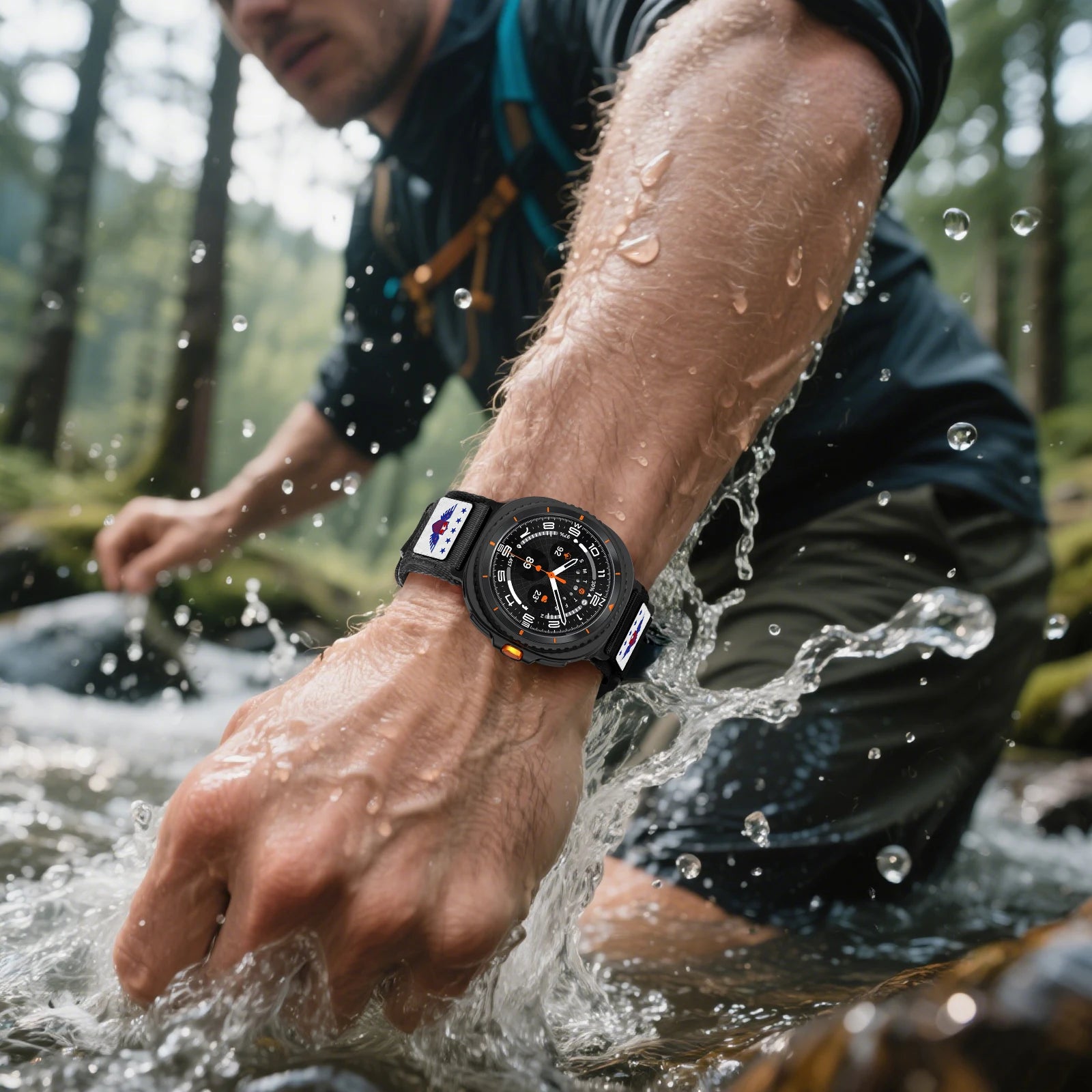 USA Flag Durable Nylon Bracelet for Samsung Galaxy Watch 8 & Galaxy Watch 8 Classic