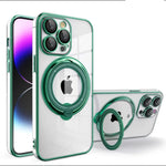 Shockproof Clear MagSafe Case with 360° Rotating Ring Stand for iPhone 16 Series