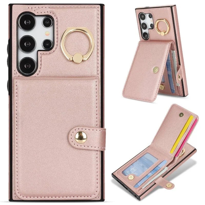Protective Leather Wallet Case with Card Slots for Samsung Galaxy S24 Series