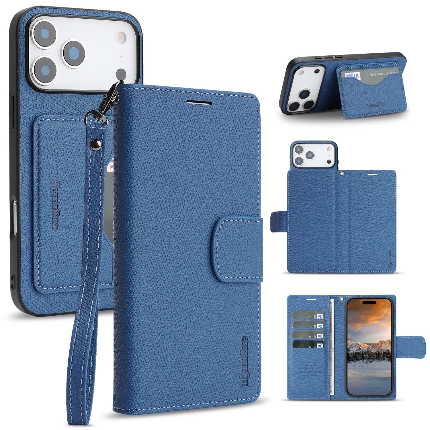 iPhone 17 Series Leather Flip Case with RFID Card Slots