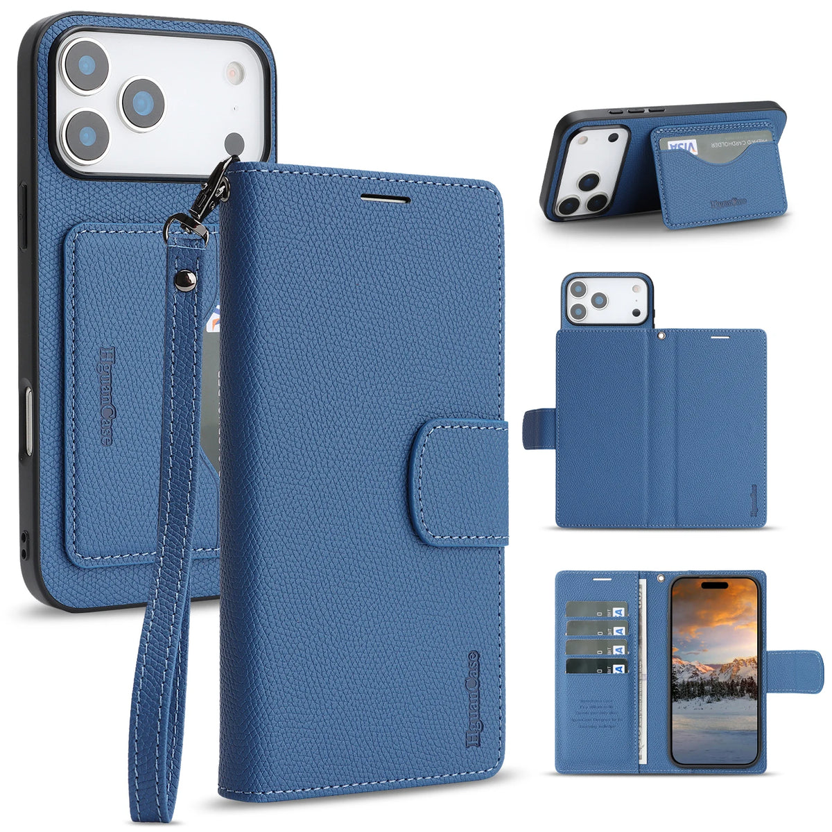 iPhone 17 Series Leather Flip Case with RFID Card Slots