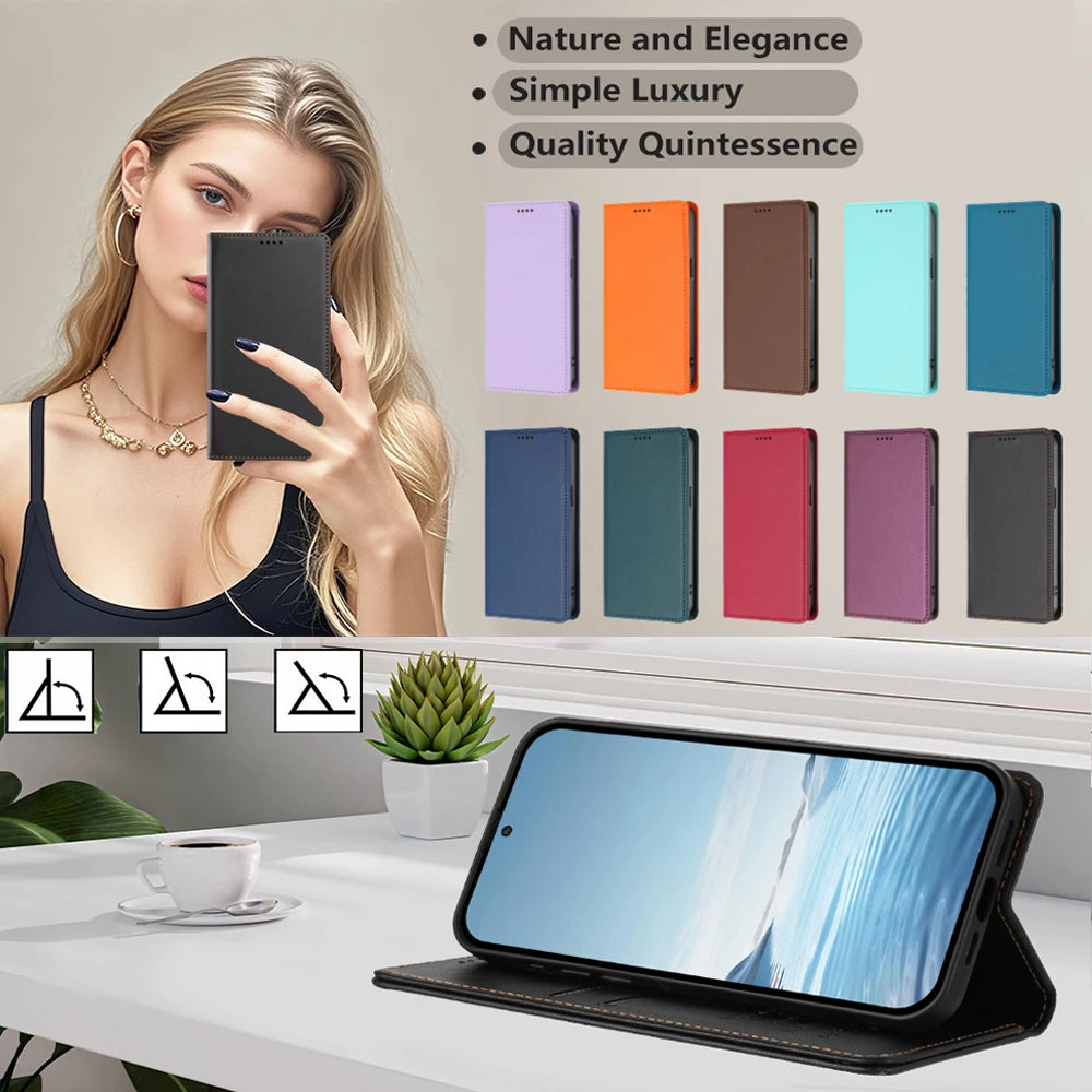 Samsung Galaxy S26 Series Leather Wallet Cover with Magnetic Closure