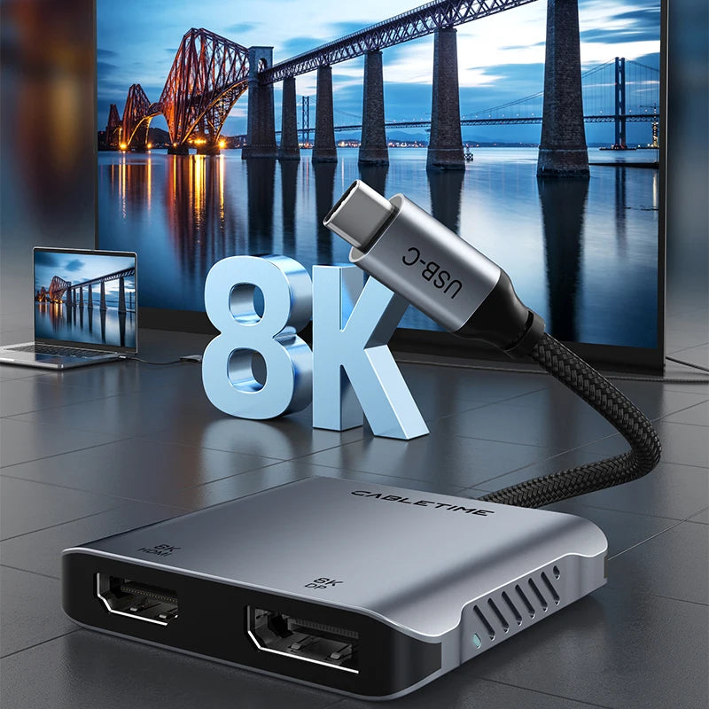 CABLETIME USB-C to Dual HDMI Adapter Hub