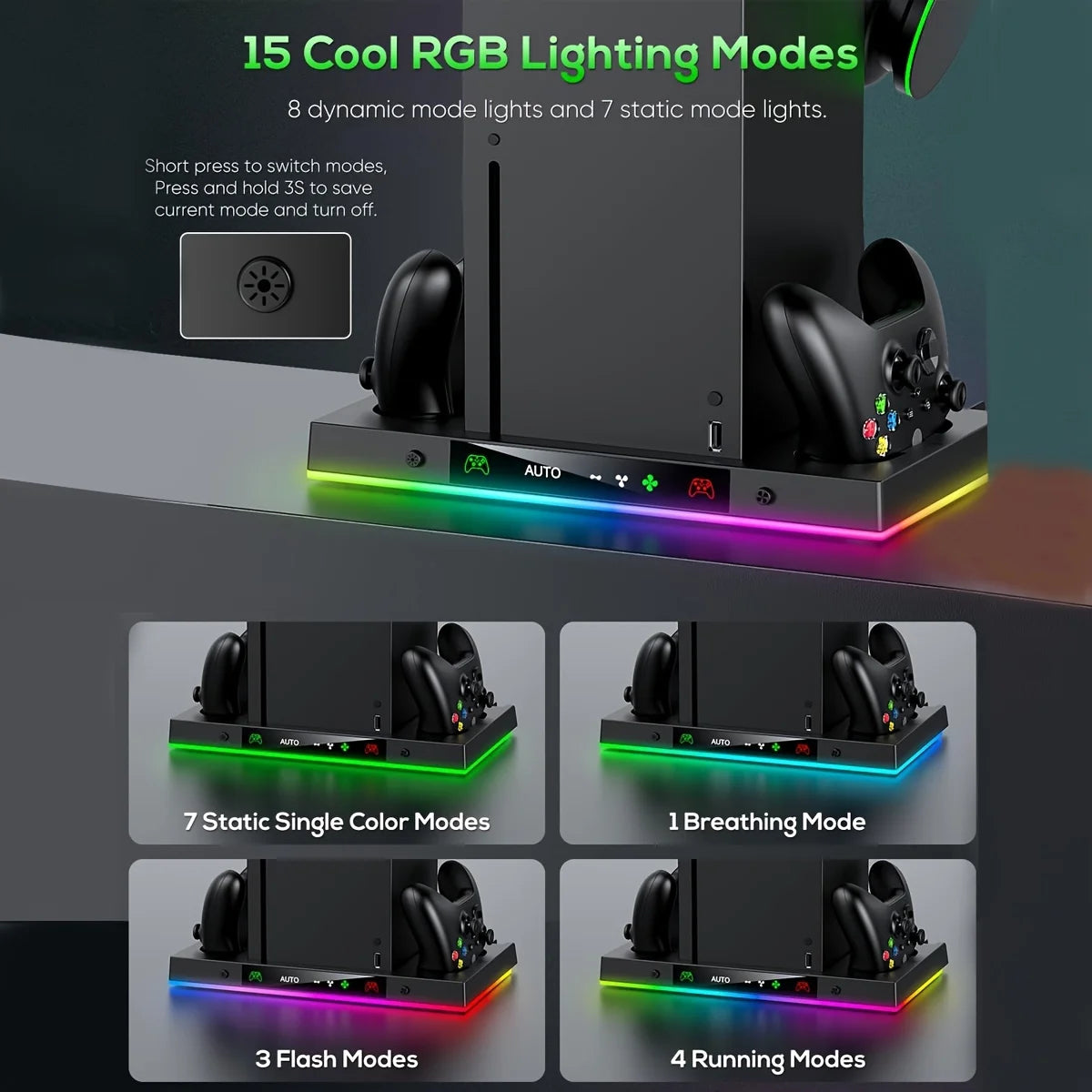 Xbox Series X Multifunction Dock with RGB LED, Auto Fan, and Dual Controller Charging