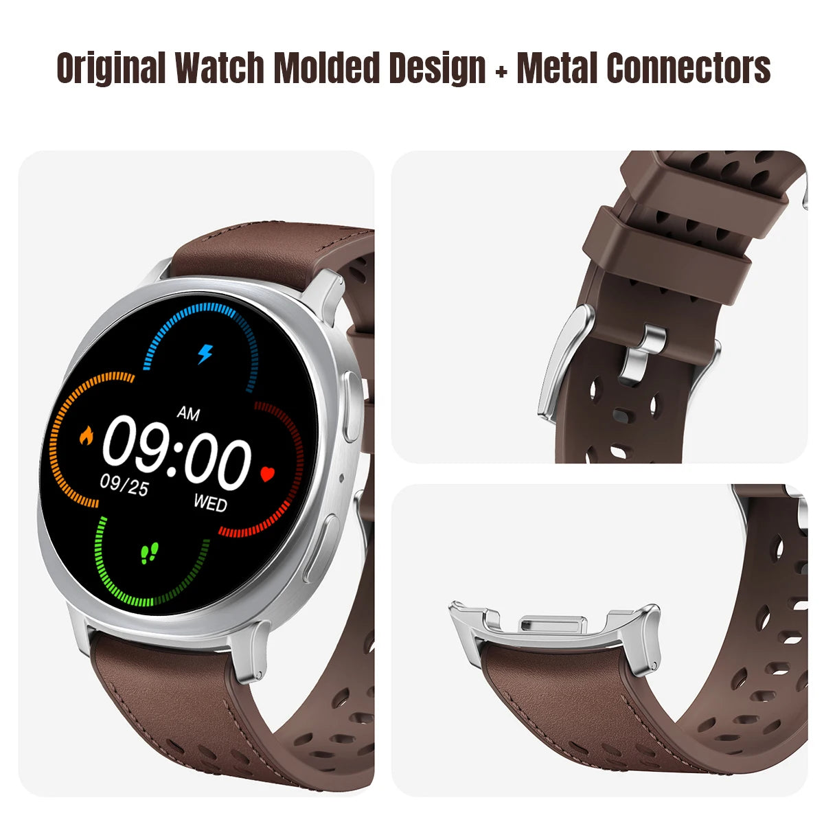 Hybrid Leather and Silicone Watch Strap with No-Gap Fit for Samsung Galaxy Watch Ultra 2