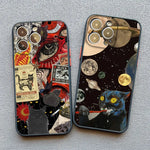 Abstract Art Cat Shockproof Back Phone Case for iPhone 15 Series