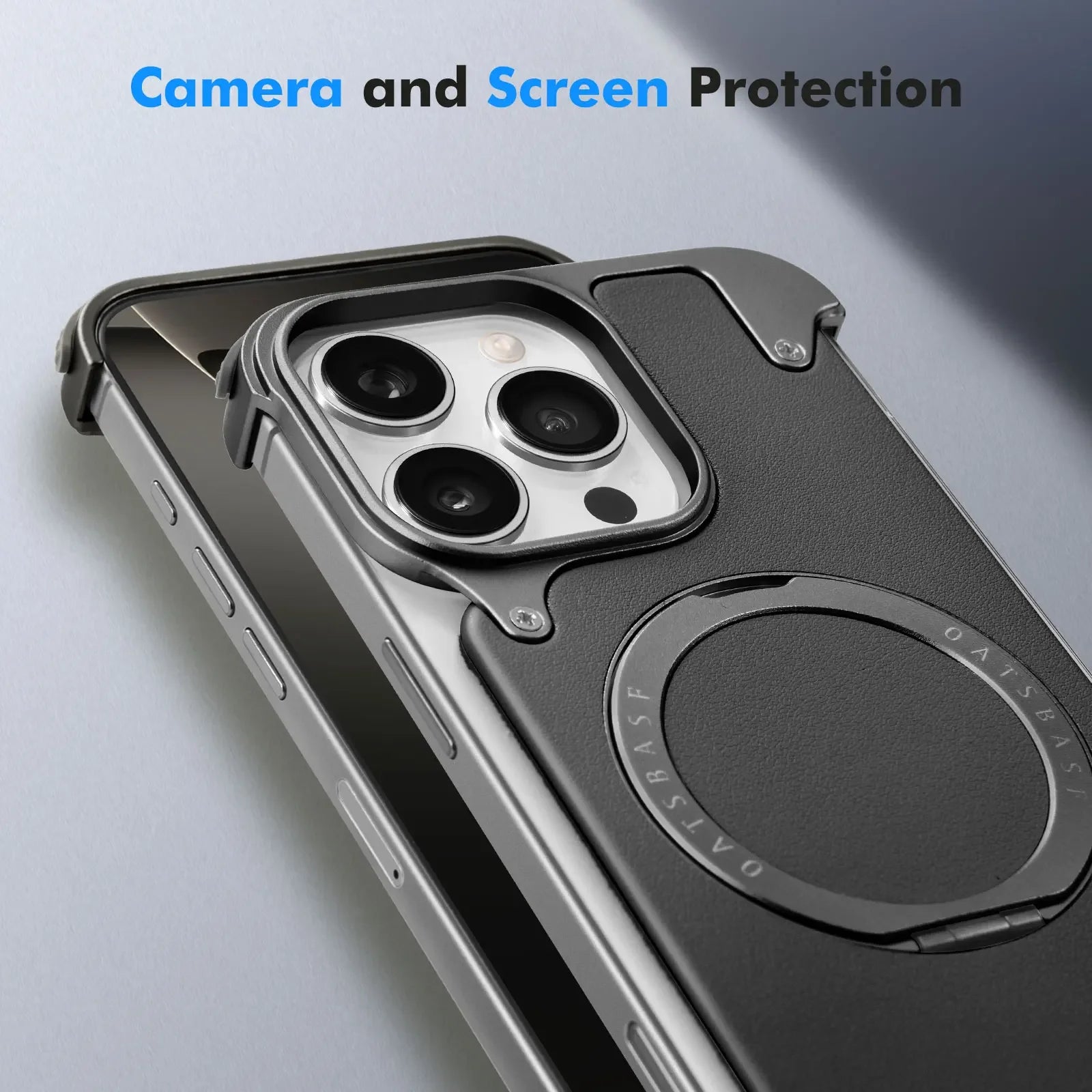 Luxury Slim Leather Case with 360° Magnetic Ring Stand for iPhone 16 Pro & iPhone 16 Pro Max
