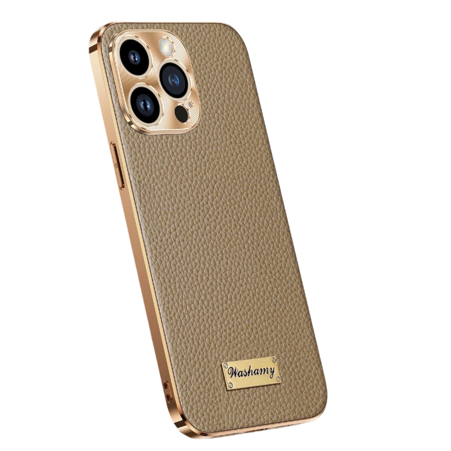 Luxury Genuine Leather Matte Case with Soft Plated Border for iPhone 16 Series