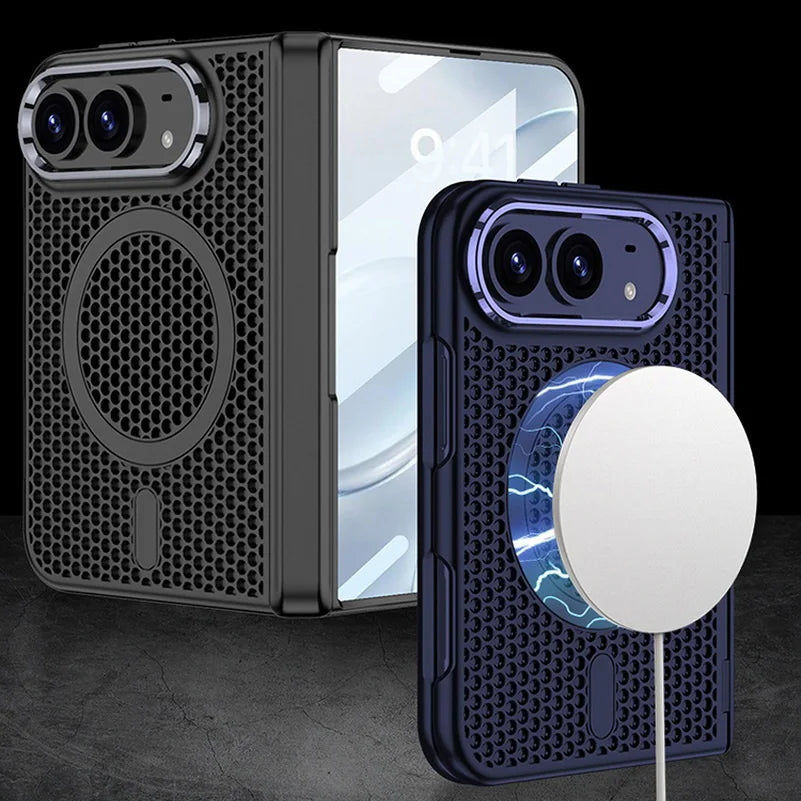 Perforated Heat-Dissipating MagSafe Case with Raised Camera Ring for iPhone Duo