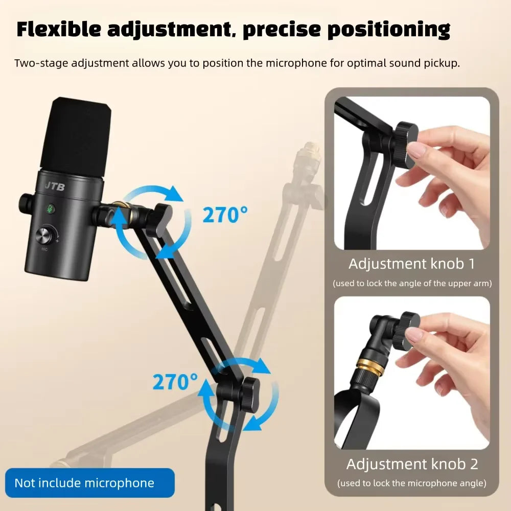 Adjustable Two-Stage Boom Arm Microphone Stand
