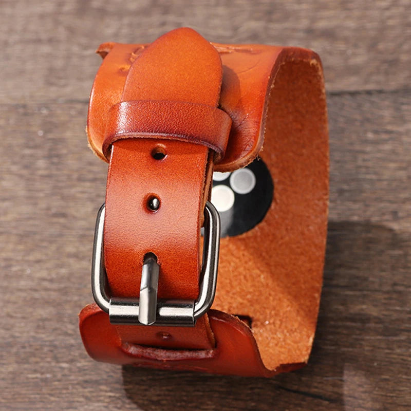 Genuine Leather Watch Band with Metal Buckle for Samsung Galaxy Watch 9