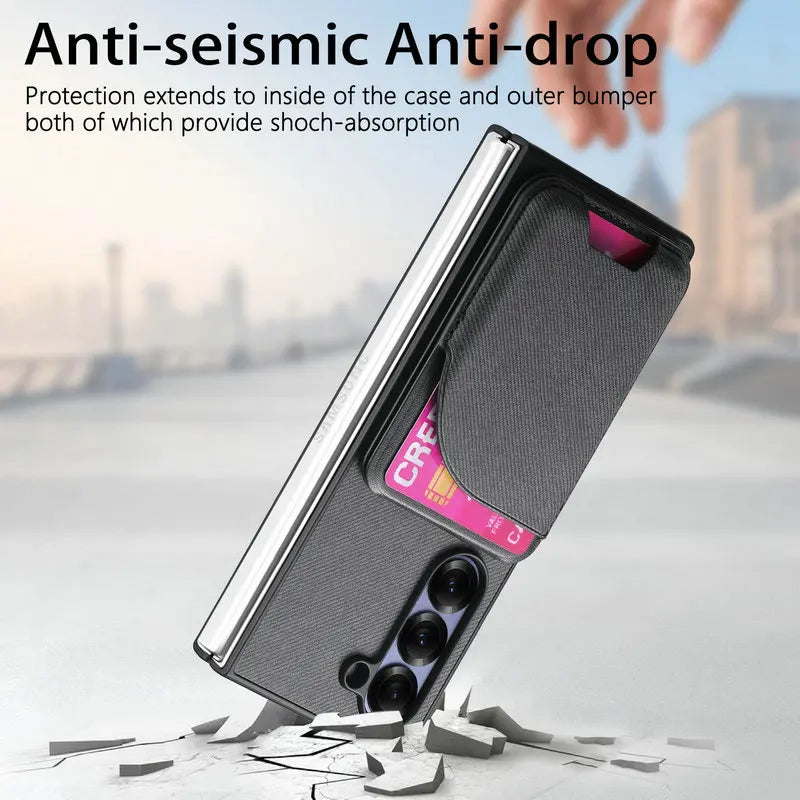 Samsung Galaxy Z Fold 7 Luxury Magnetic Leather Case with Card Holder