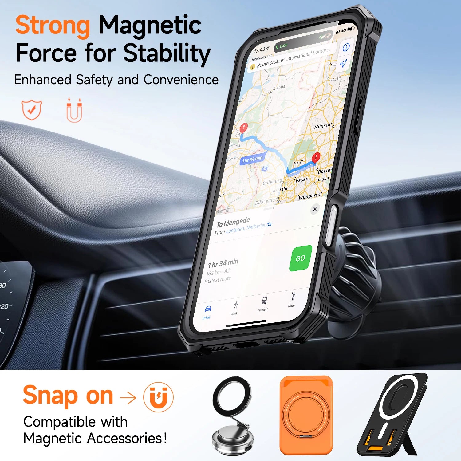 Heavy Duty Armor MagSafe Case with Metal Kickstand for iPhone 17 Series