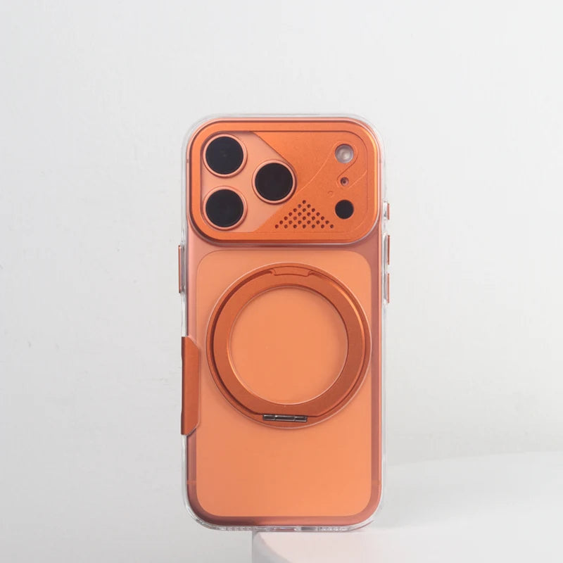 Shockproof Clear MagSafe Case with 360° Ring Stand for iPhone 17 Pro and 17 Pro Max