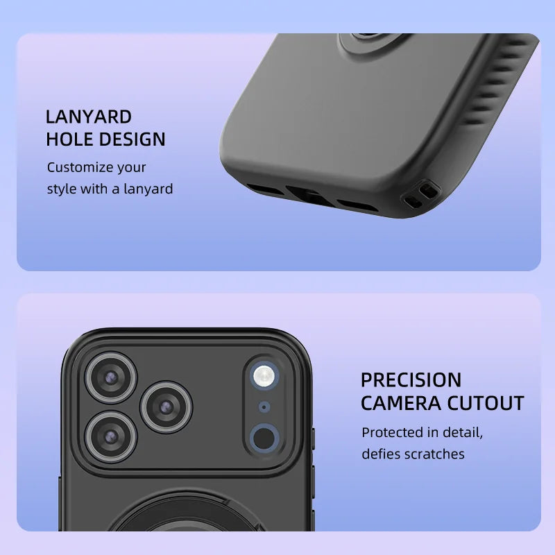Full Protection MagSafe Case with Rotating Ring Stand for iPhone 17 Series