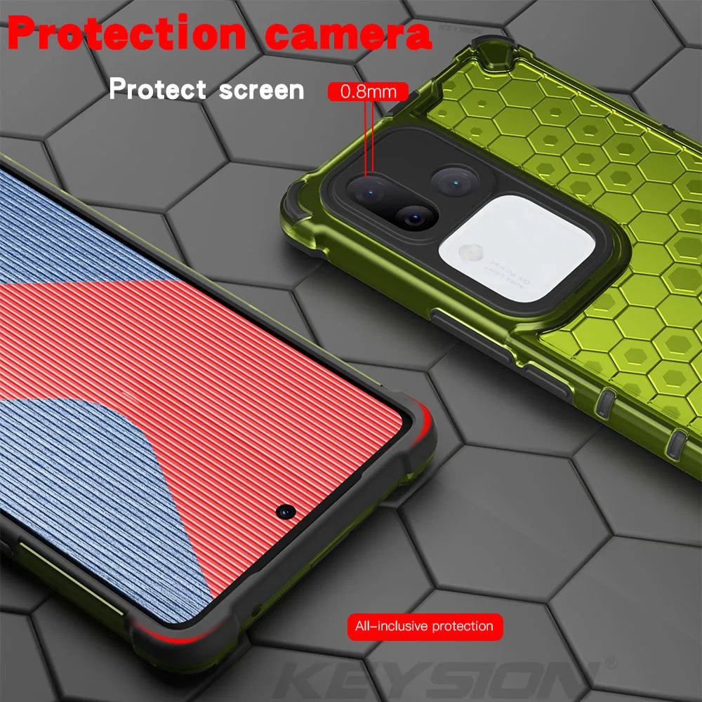Shockproof Armor Silicone+PC Transparent Honeycomb Case for VIVO V30 and V30 Pro