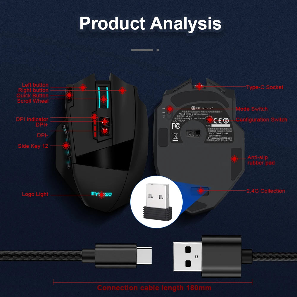 E-YOOSO X-33 USB/2.4G Wireless RGB Gaming Mouse