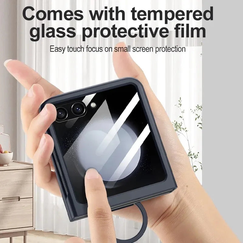 Liquid PC Protective Case with Glass Screen for Samsung Galaxy Z Flip 7